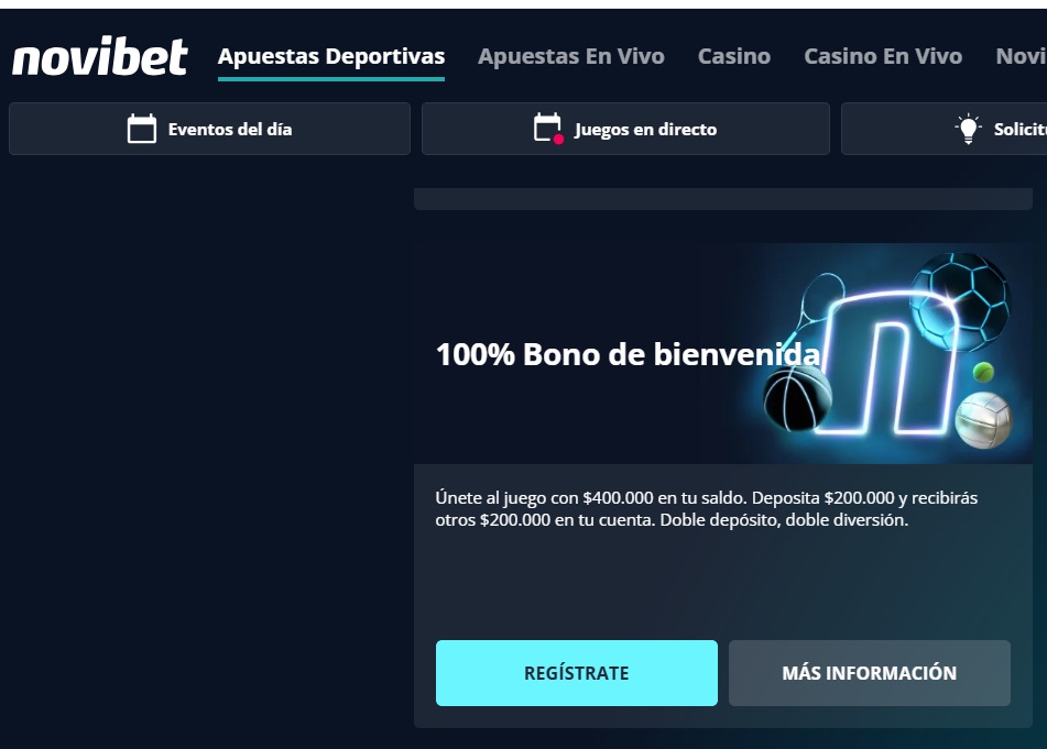 Aprovecha el bono de bienvenida de Novibet: 100% hasta $200.000 para empezar a disfrutar de las mejores apuestas deportivas