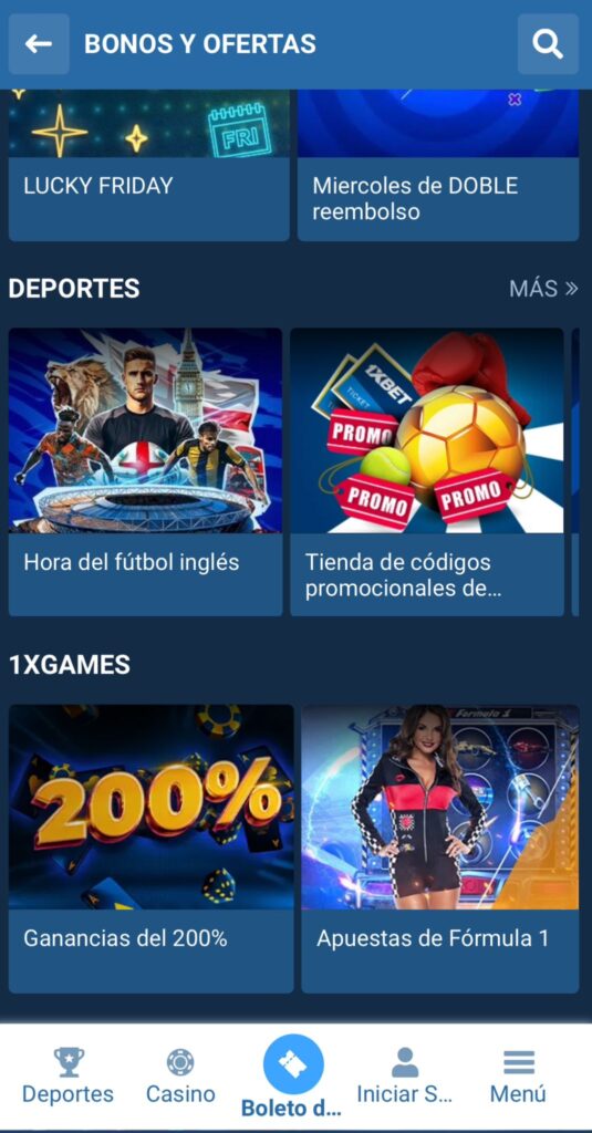 1xBet ofrece una amplia variedad de promociones tanto para apuestas deportivas como para casino.