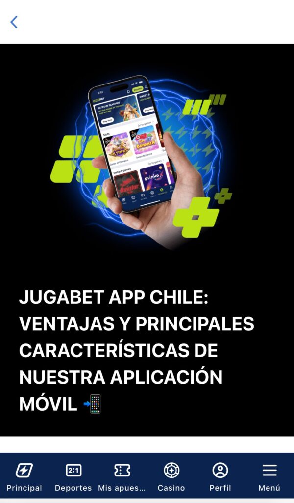 Descarga la Jugabet App ahora!  Disfruta de apuestas deportivas y juegos de casino al alcance de tu mano, rápido y seguro. 