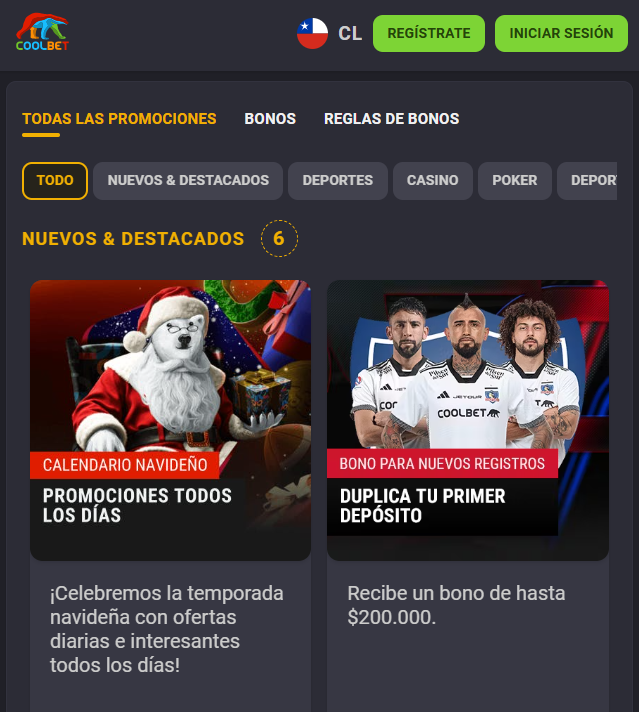 Coolbet bono de bienvenida es apenas una de muchas promociones disponibles para Chile.