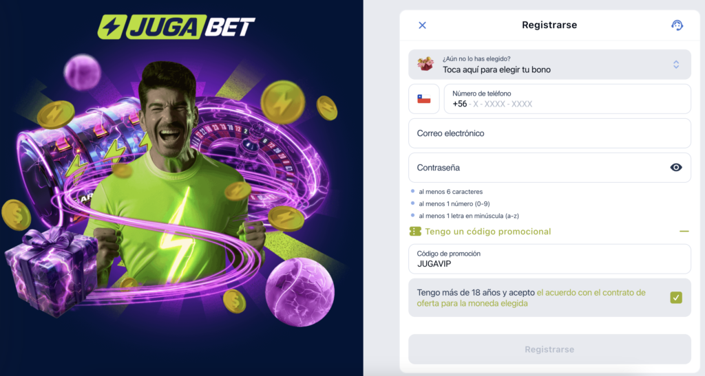 ¡Regístrate en Jugabet y aprovecha el bono de bienvenida para empezar a jugar y ganar!