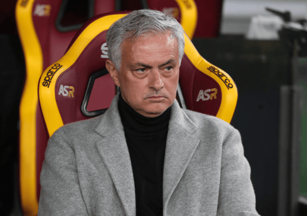 ROME, ITALY - JANUARY 03: Jose Mourinho, Head Coach of AS Roma, looks on prior to the Coppa Italia Round of 16 match between AS Roma and Cremonese at Stadio Olimpico on January 03, 2024 in Rome, Italy. (Photo by Paolo Bruno/Getty Images)